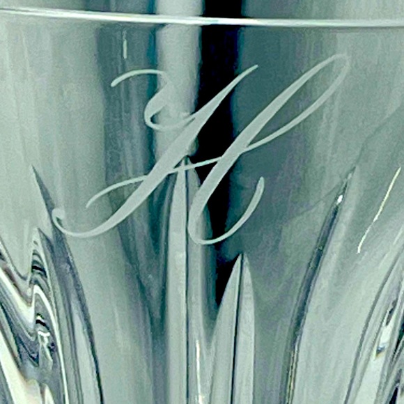 Waterford Lismore Diamond Monogram Letter "H”- Crystal Champagne Toasting Flutes - Picture 3 of 16